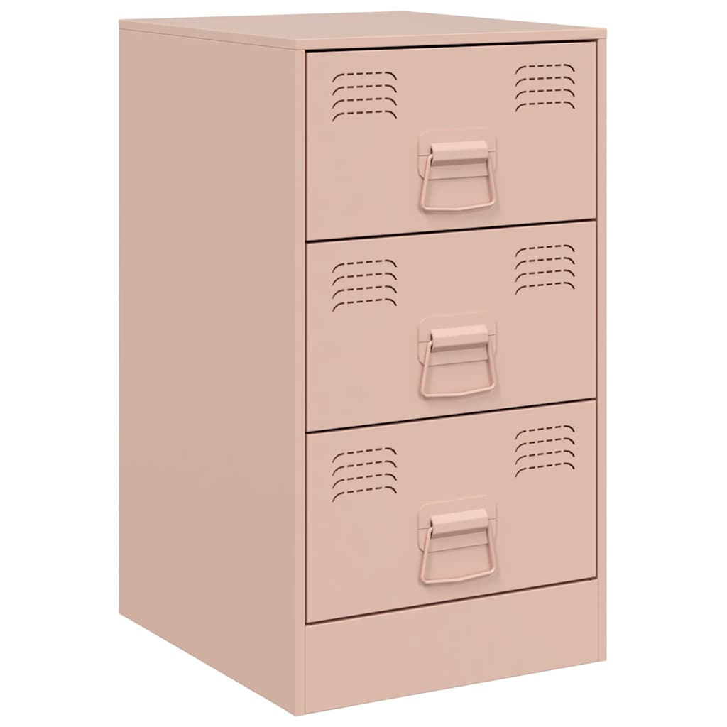 vidaXL Κομοδίνο Ροζ 34,5x39x62 εκ. από Χάλυβα