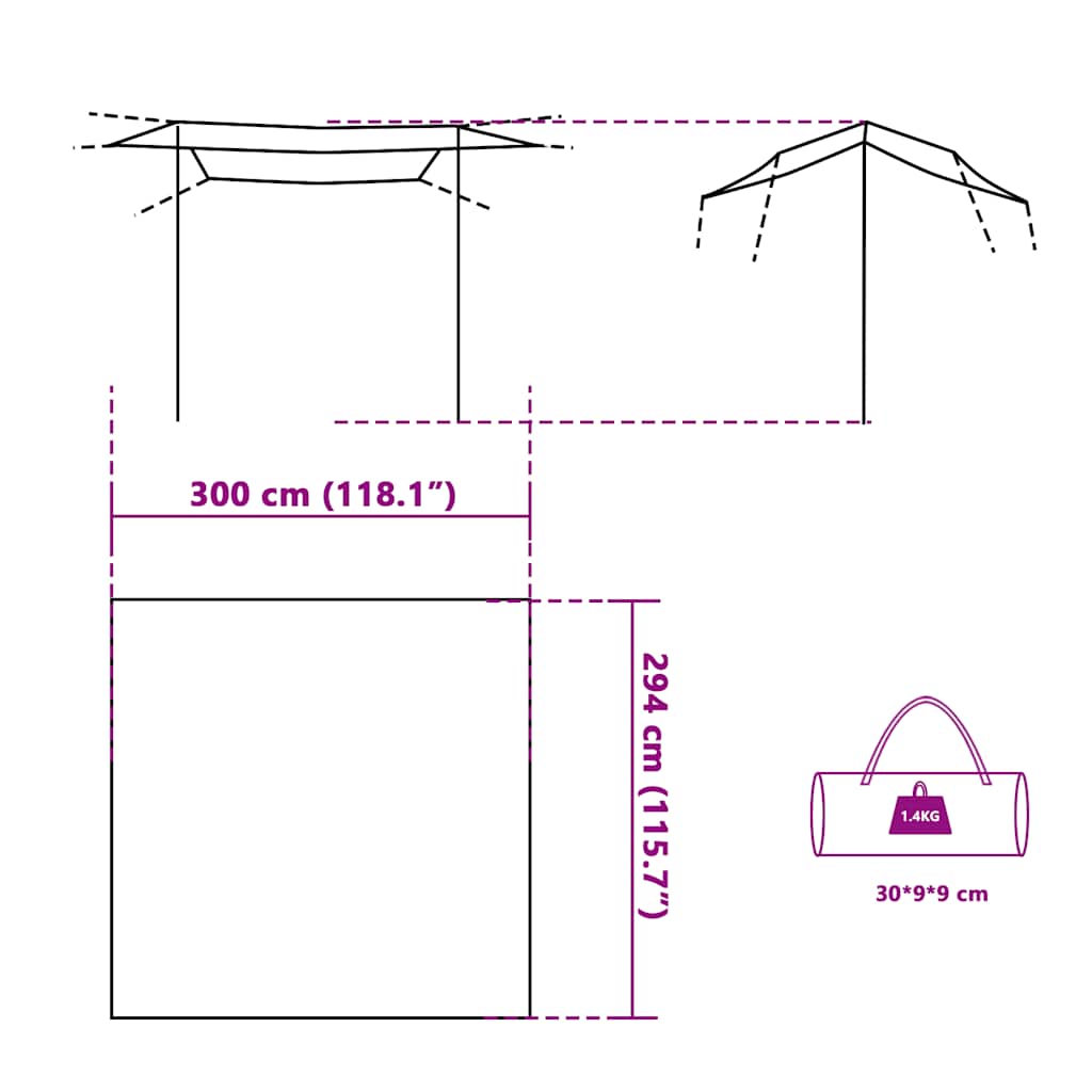 vidaXL Μουσαμάς Κάμπινγκ Αδιάβροχος Μπλε 300x294 εκ.