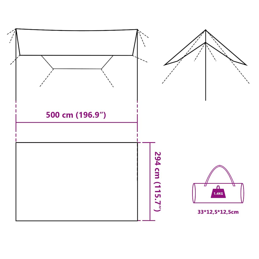 vidaXL Μουσαμάς Κάμπινγκ Αδιάβροχος Μπλε 500x294 εκ.