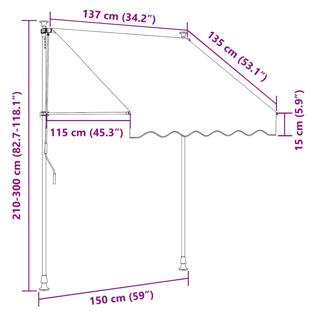 vidaXL Τέντα Συρόμενη Ανθρακί 150 x 150 εκ. από Ύφασμα και Ατσάλι