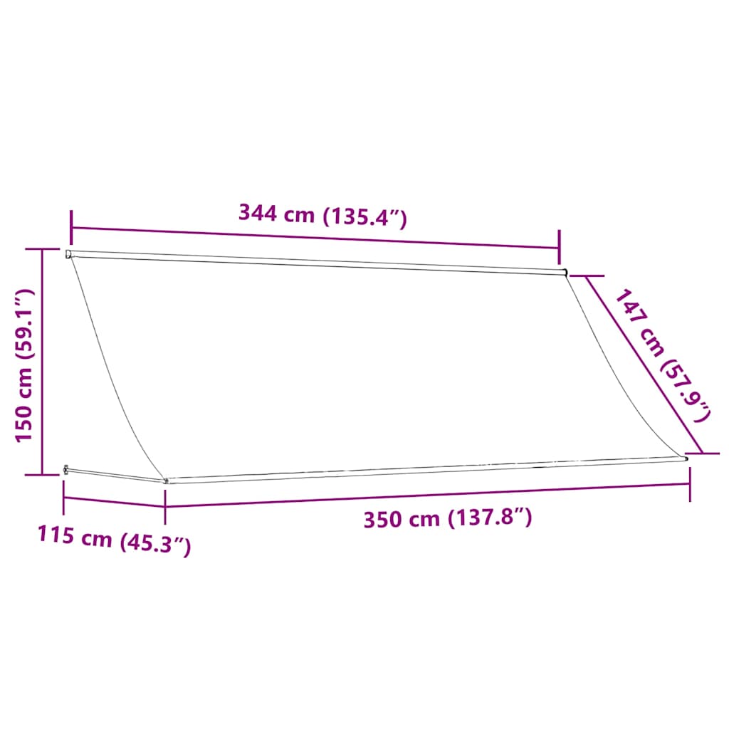 vidaXL Τέντα Συρόμενη Ανθρακί 350 x 150 εκ. από Ύφασμα και Ατσάλι