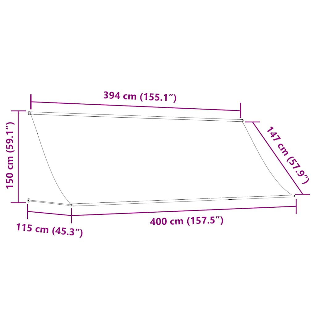 vidaXL Τέντα Συρόμενη Ανθρακί 400 x 150 εκ. από Ύφασμα και Ατσάλι