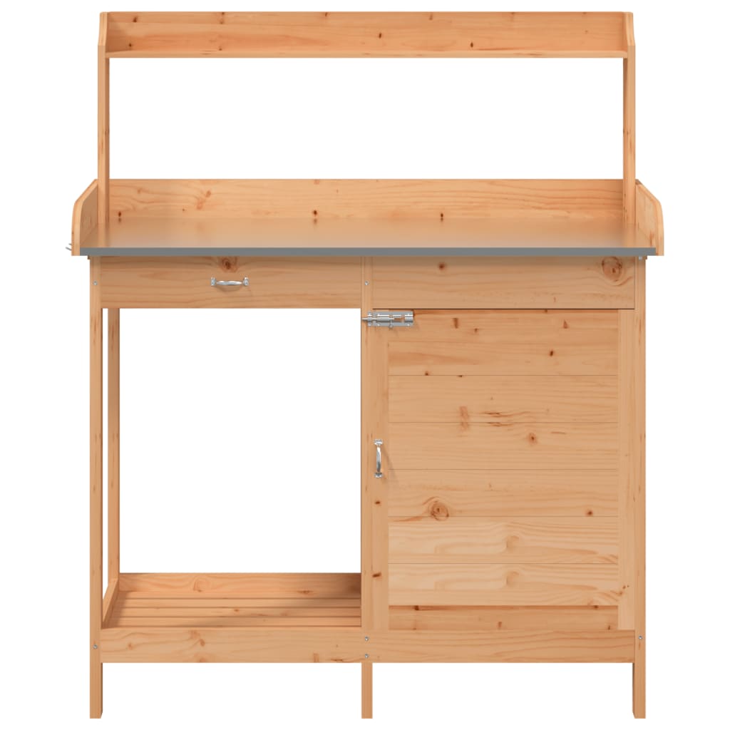 vidaXL Τραπέζι για Γλάστρες+Ντουλάπι Καφέ 110,5x45x124,5εκ Μασίφ Ελάτη