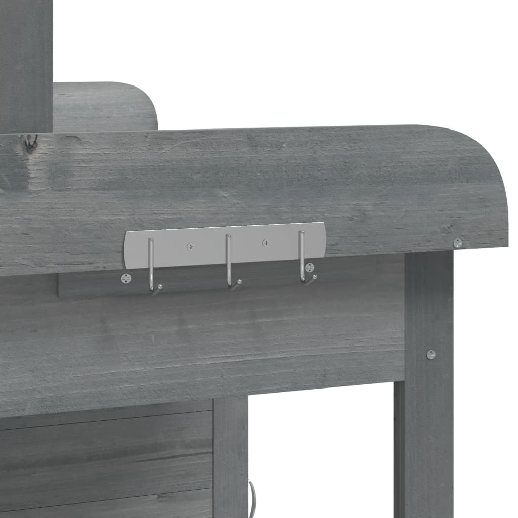 vidaXL Τραπέζι για Γλάστρες+Ντουλάπι Γκρι 110,5x45x124,5εκ Μασίφ Ελάτη