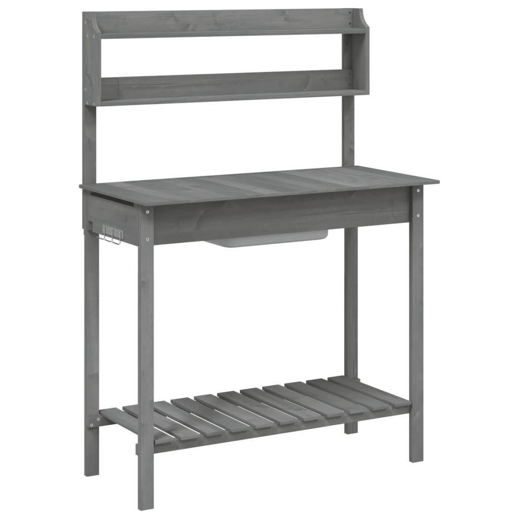 vidaXL Τραπέζι για Γλάστρες+Νεροχύτη Γκρι 147,5x44x139,5εκ Μασίφ Ελάτη
