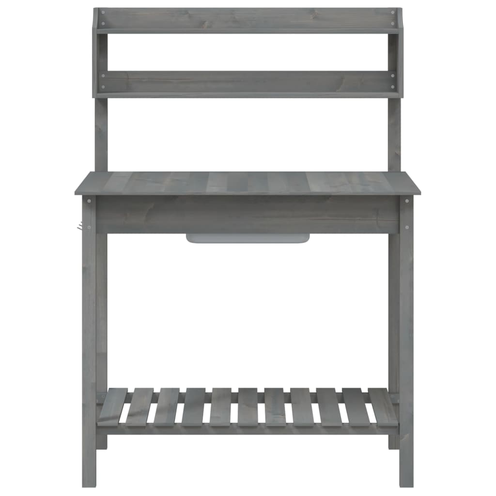 vidaXL Τραπέζι για Γλάστρες+Νεροχύτη Γκρι 147,5x44x139,5εκ Μασίφ Ελάτη