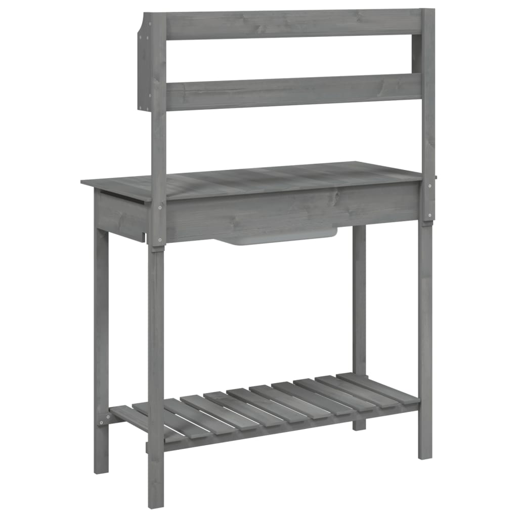 vidaXL Τραπέζι για Γλάστρες+Νεροχύτη Γκρι 147,5x44x139,5εκ Μασίφ Ελάτη
