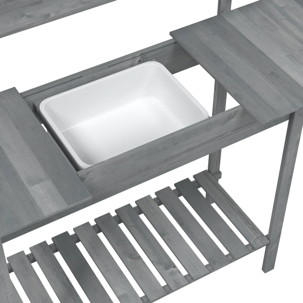 vidaXL Τραπέζι για Γλάστρες+Νεροχύτη Γκρι 147,5x44x139,5εκ Μασίφ Ελάτη