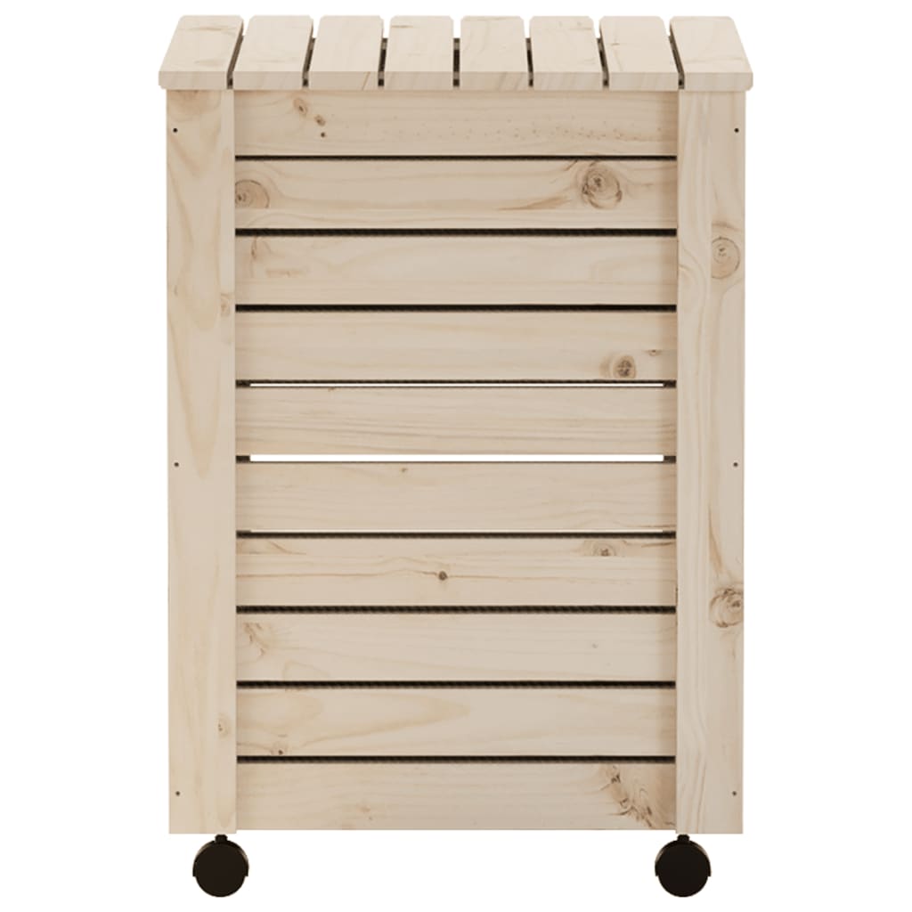 vidaXL Καλάθι Άπλυτων με Τροχούς RANA 45x45x64εκ. Μασίφ Ξύλο Πεύκου