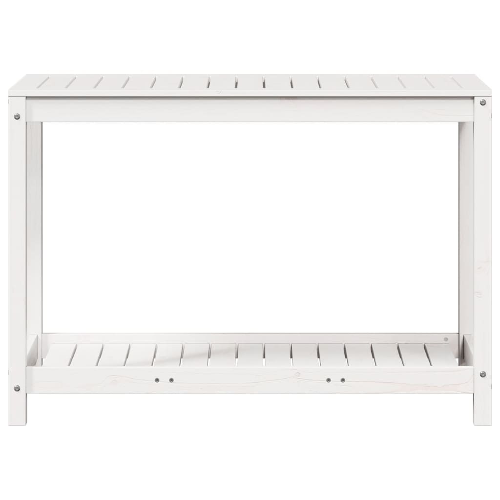 vidaXL Τραπέζι Κηπουρικής με Ράφι Λευκό 108x50x75εκ. Μασίφ Ξύλο Πεύκου