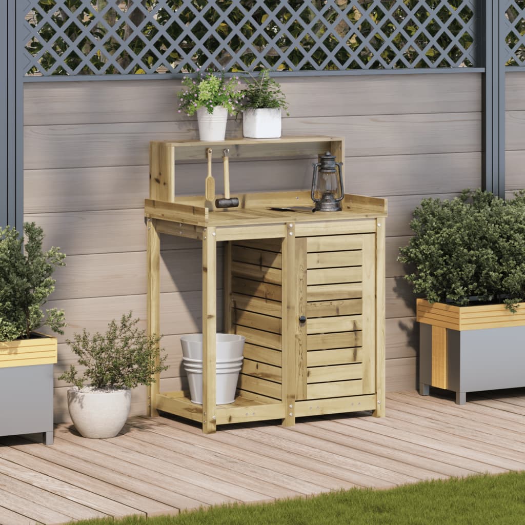 vidaXL Τραπέζι Κηπουρικής με Ράφια 82,5x50x109,5 εκ Εμποτ. Ξύλο Πεύκου