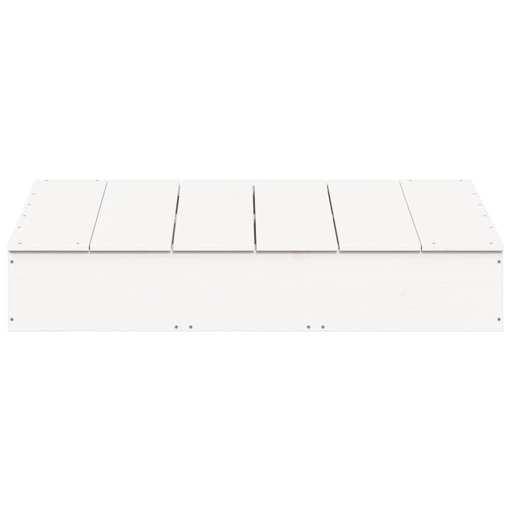 vidaXL Αμμοδόχος με Κάλυμμα Λευκή 111x111x19,5 εκ. Μασίφ Ξύλο Πεύκου