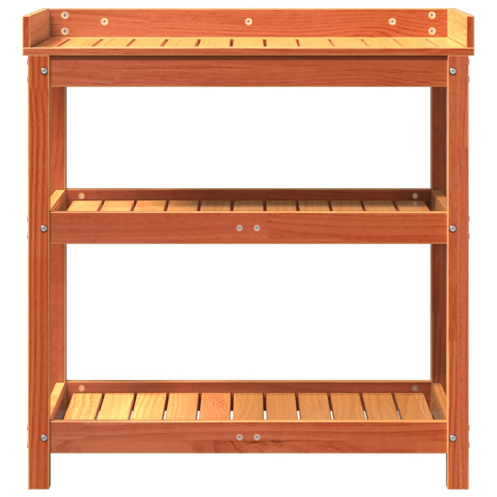 vidaXL Τραπέζι Κηπουρικής με Ράφια Καφέ 82,5x45x86,5 εκ. Μασίφ Πεύκο
