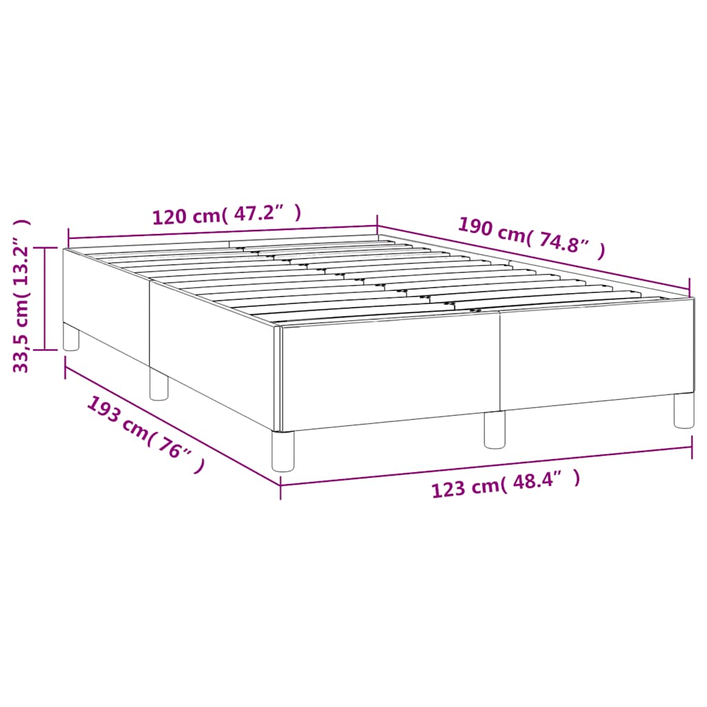 vidaXL Σκελετός Κρεβατιού Χωρίς Στρώμα Μαύρο 120x190 εκ.Συνθ. Δέρμα