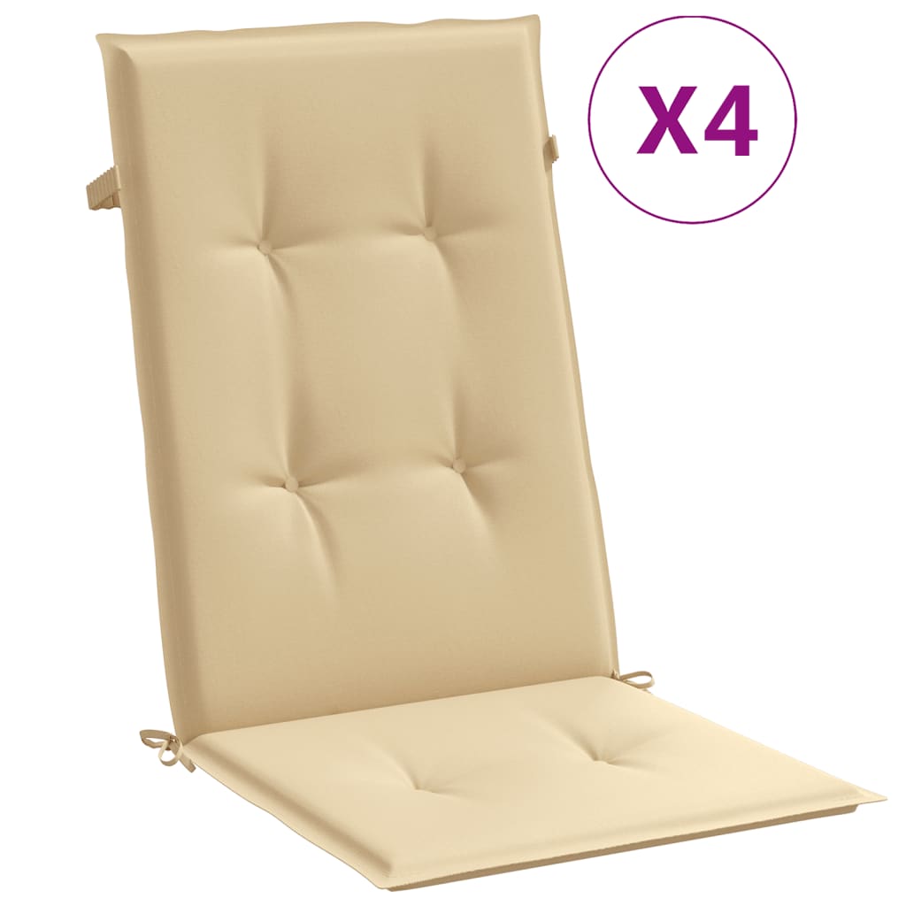 vidaXL Μαξιλάρια Καρέκλας με Πλάτη 4 τεμ. Μπεζ 120x50x7 εκ. Ύφασμα