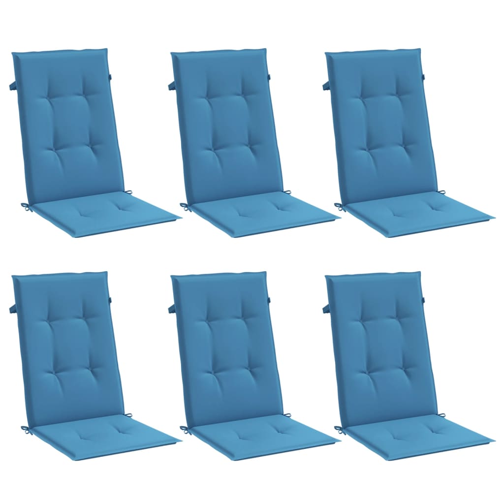 vidaXL Μαξιλάρια Καρέκλας με Πλάτη 6 τεμ. Μπλε 120x50x4 εκ. Ύφασμα