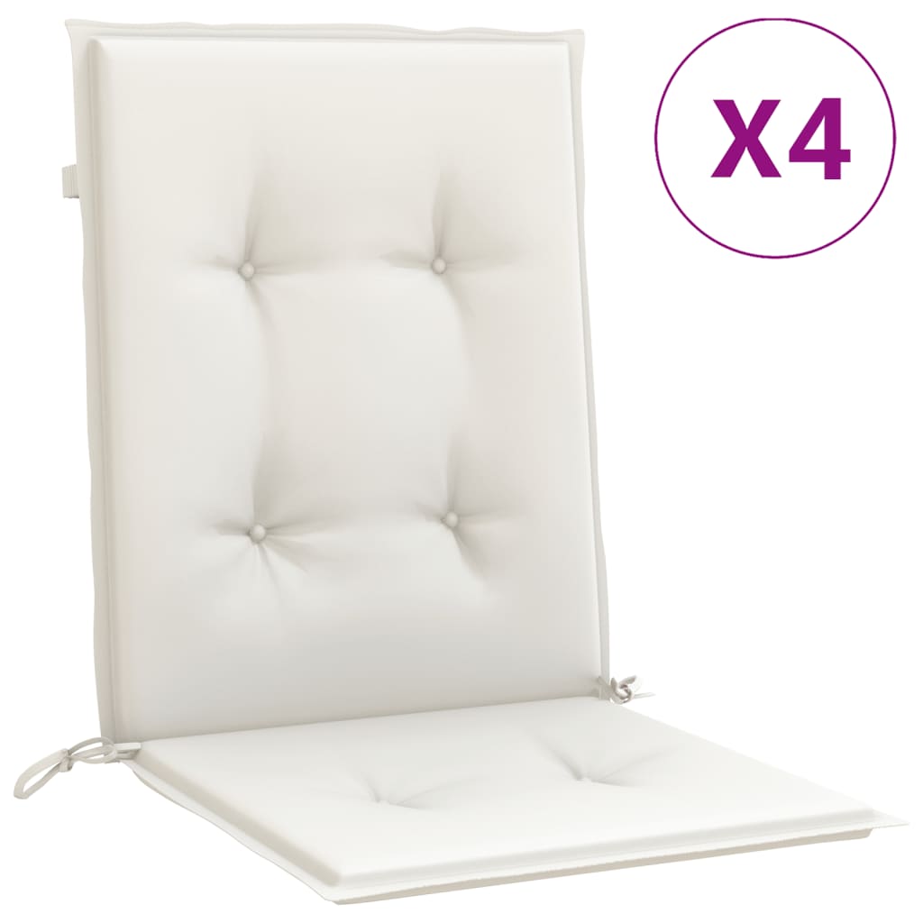 vidaXL Μαξιλάρια Καρέκλας με Πλάτη 4 τεμ. Κρεμ 120x50x4εκ. Ύφασμα