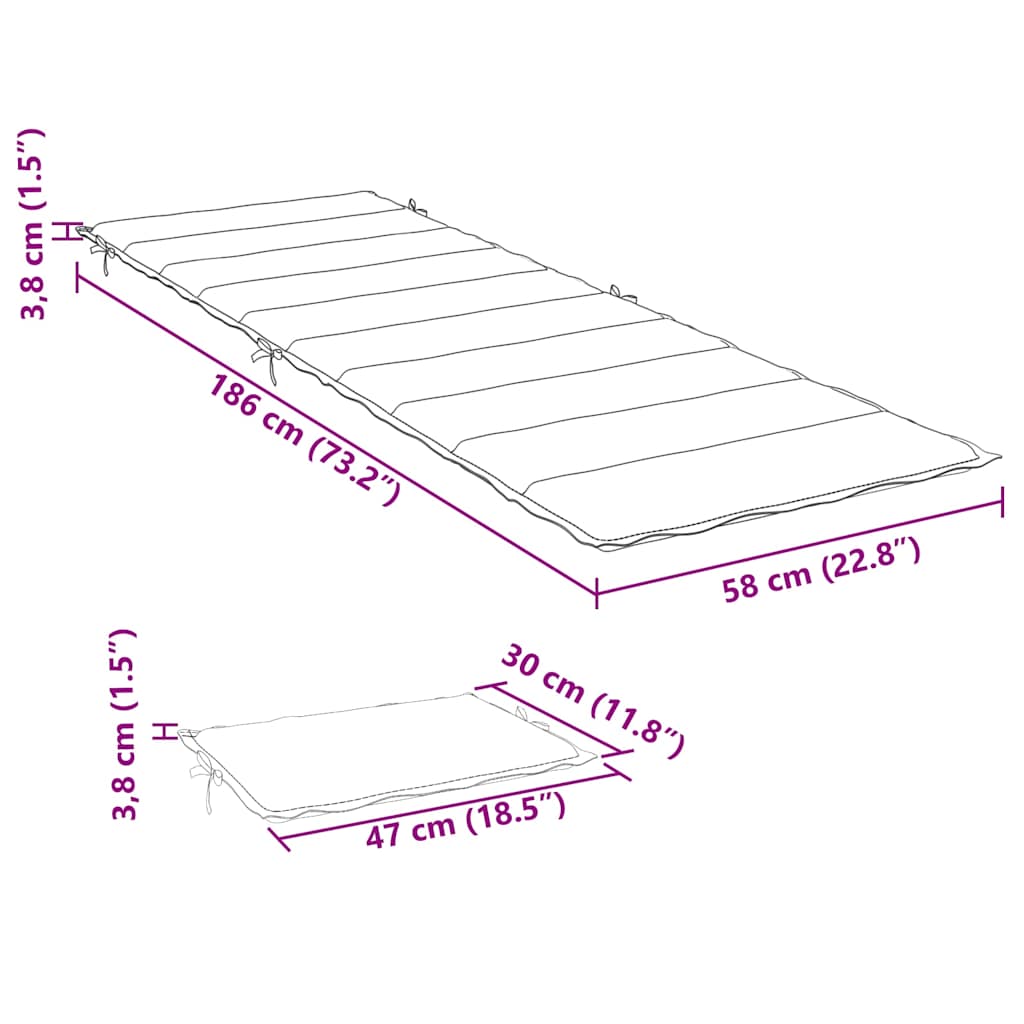 vidaXL Μαξιλάρι Ξαπλώστρας Μπεζ 186x58x4 εκ. Ύφασμα