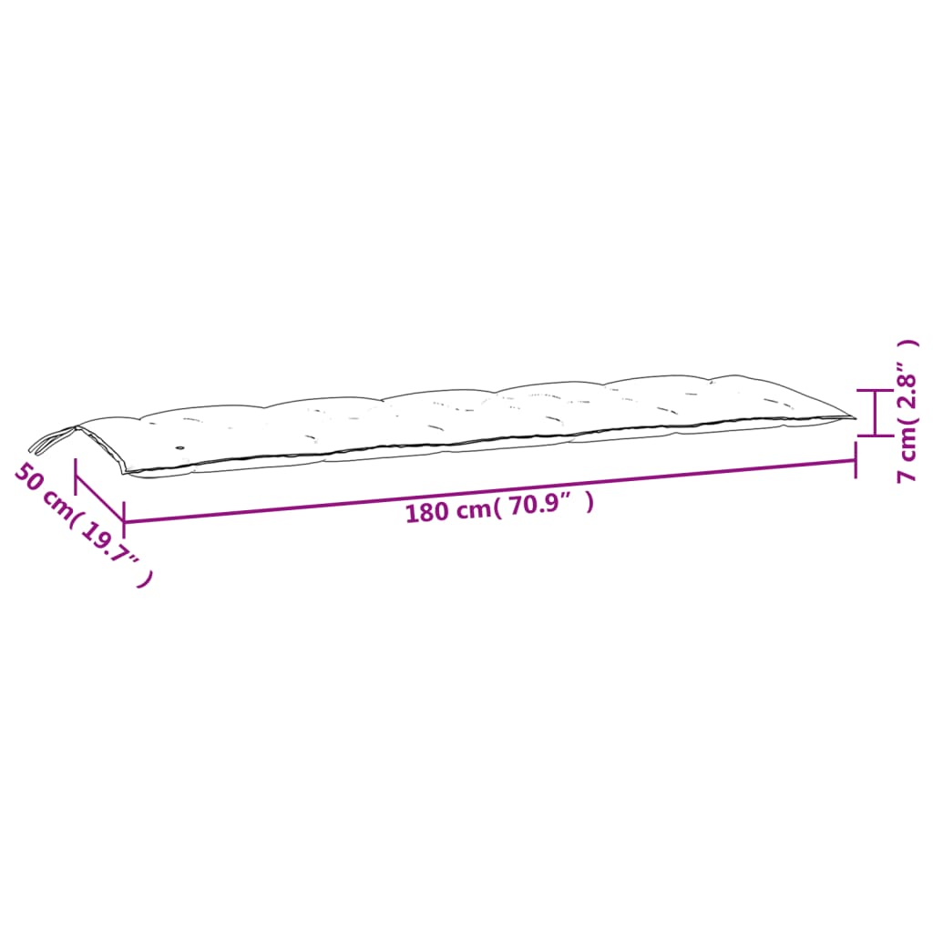 vidaXL Μαξιλάρι Πάγκου Κήπου Μπλε Μελανζέ 180x50x7 εκ. Ύφασμα