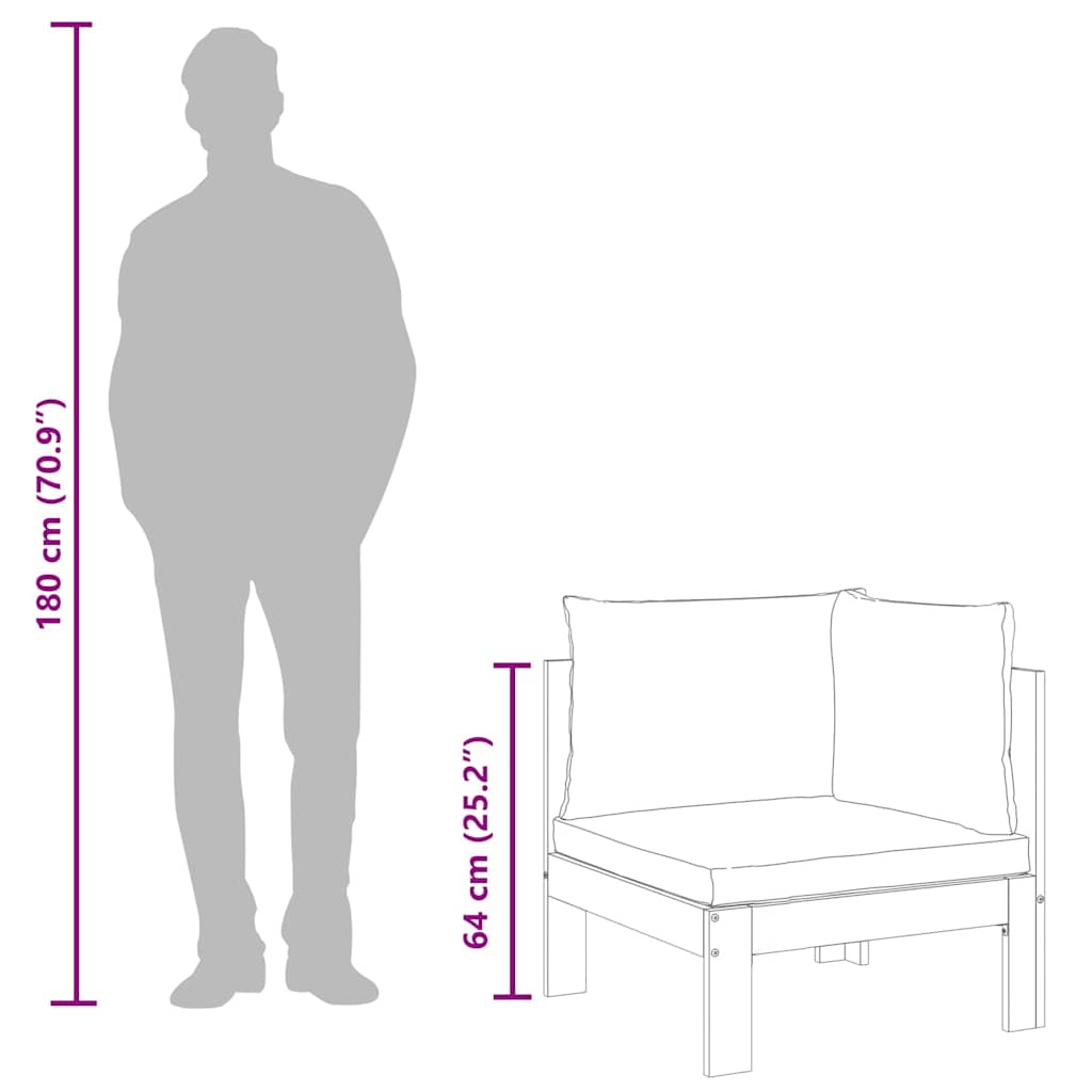 vidaXL Καναπές Κήπου Γωνιακός Μασίφ Ξύλο Ακακίας με Μαξιλάρια