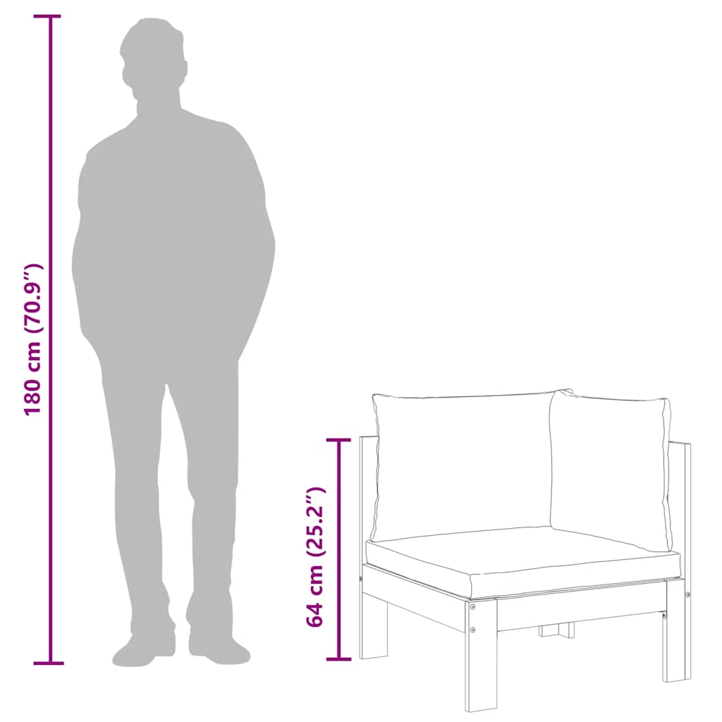 vidaXL Καναπέδες Κήπου με Μαξιλάρια Σετ 7 τεμ. από Μασίφ Ξύλο Ακακίας