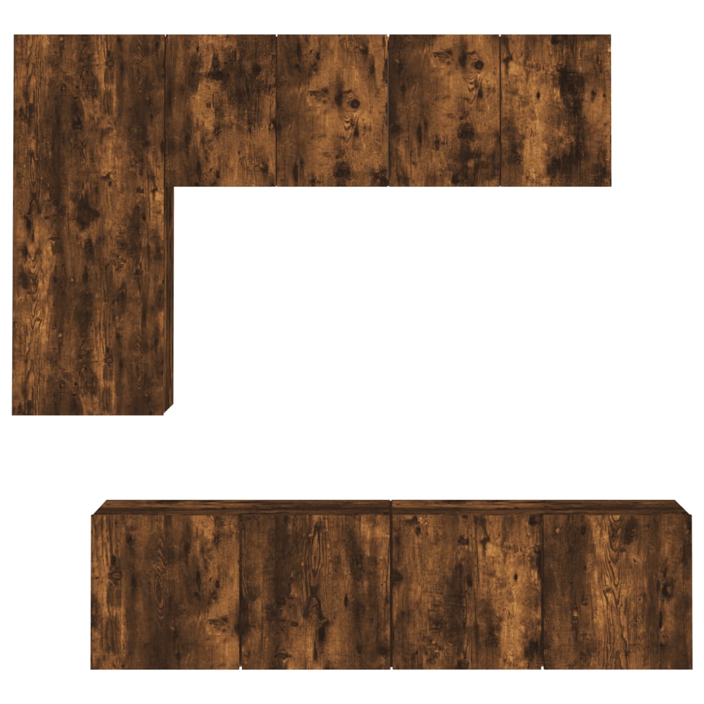 vidaXL Έπιπλα Τηλεόρασης Τοίχου 5 τεμ. Καπνιστή Δρυς από Επεξ. Ξύλο