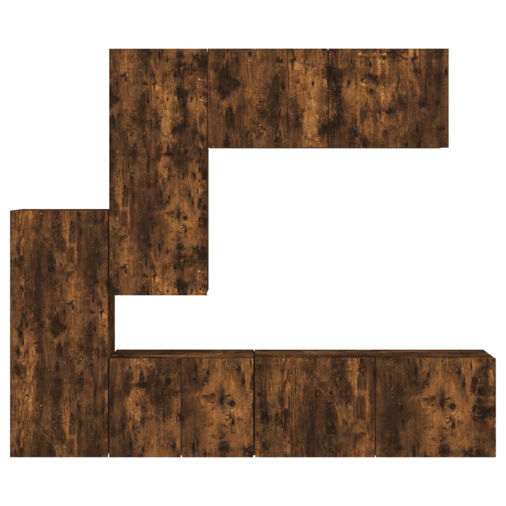 vidaXL Έπιπλα Τηλεόρασης Τοίχου 5 τεμ. Καπνιστή Δρυς από Επεξ. Ξύλο