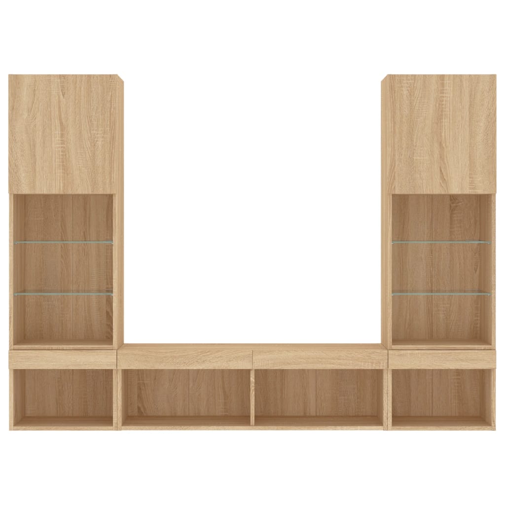 vidaXL Έπιπλα Τοίχου Τηλεόρασης 5 τεμ. LED Sonoma Δρυς από Επεξ. Ξύλο