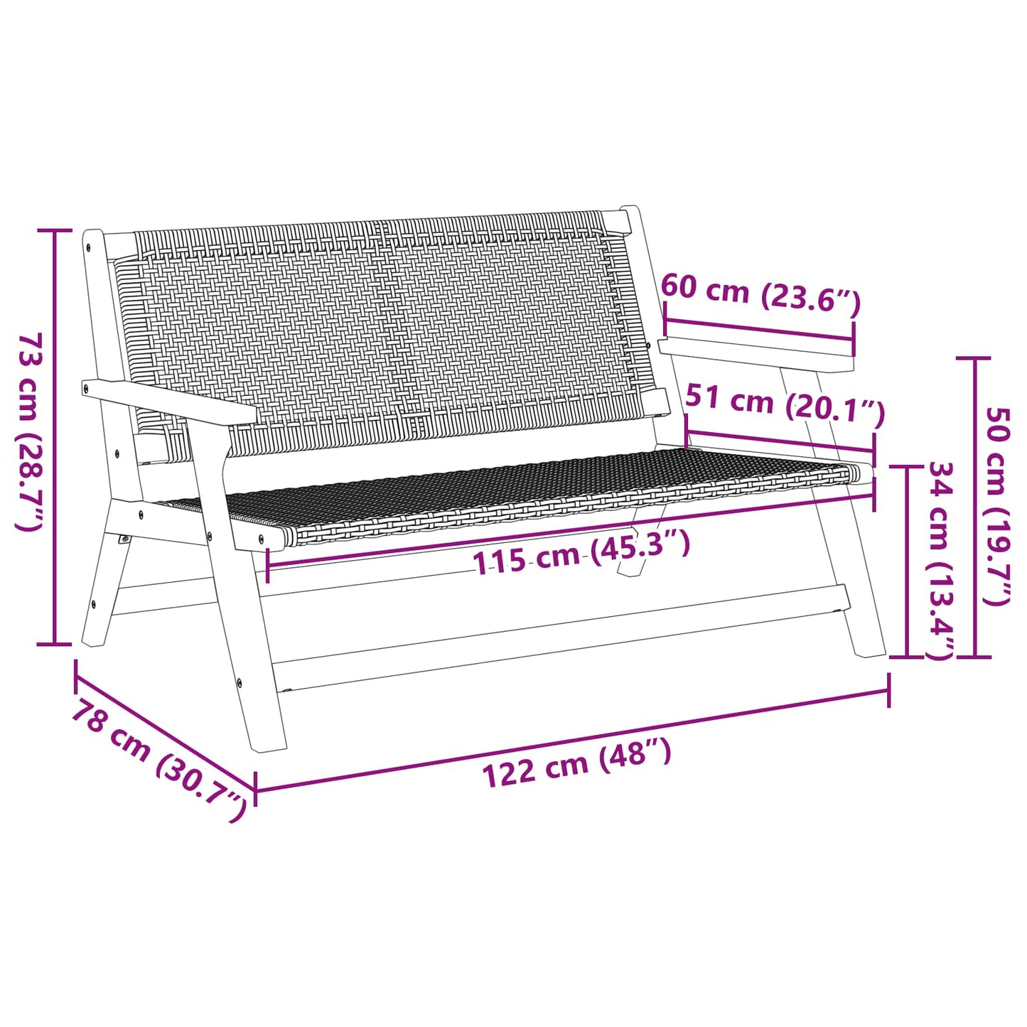 vidaXL Εξωτερικά Έπιπλα Μπεζ 122 x 78 x 73 εκ. Στερεό Ξύλο Ακακίας