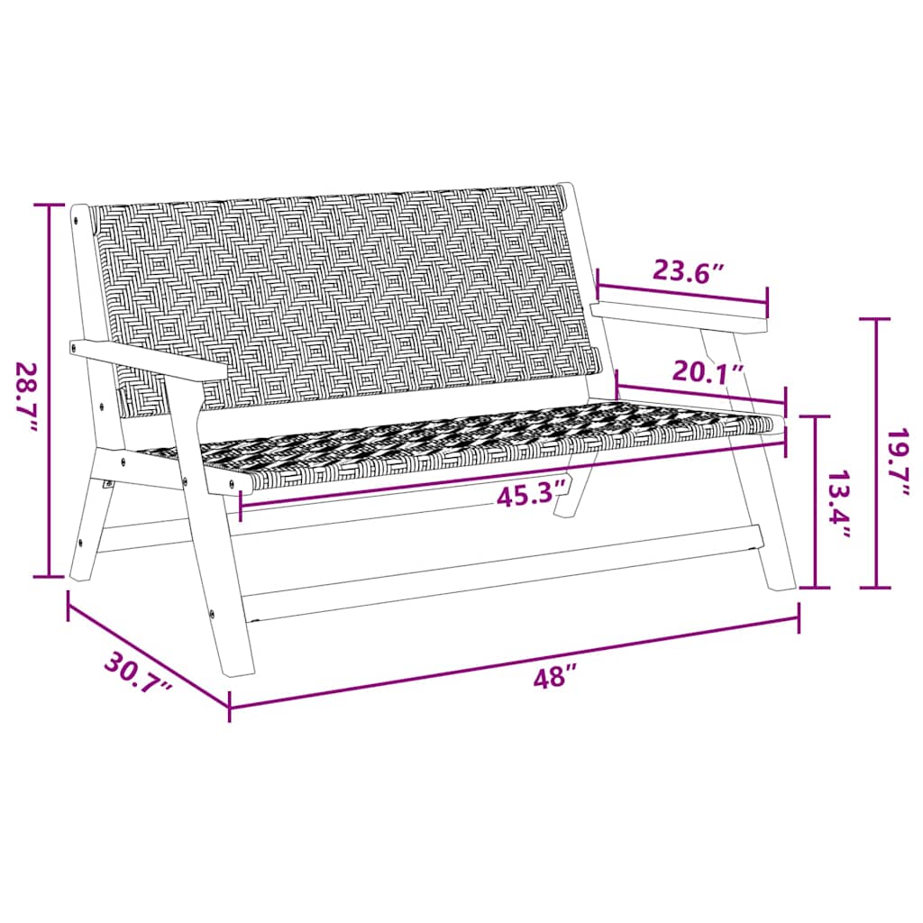 vidaXL Πάγκος Κήπου Μαύρος και Λευκός 122x76x73.5 εκ. Μασίφ Ξύλο Ακακίας