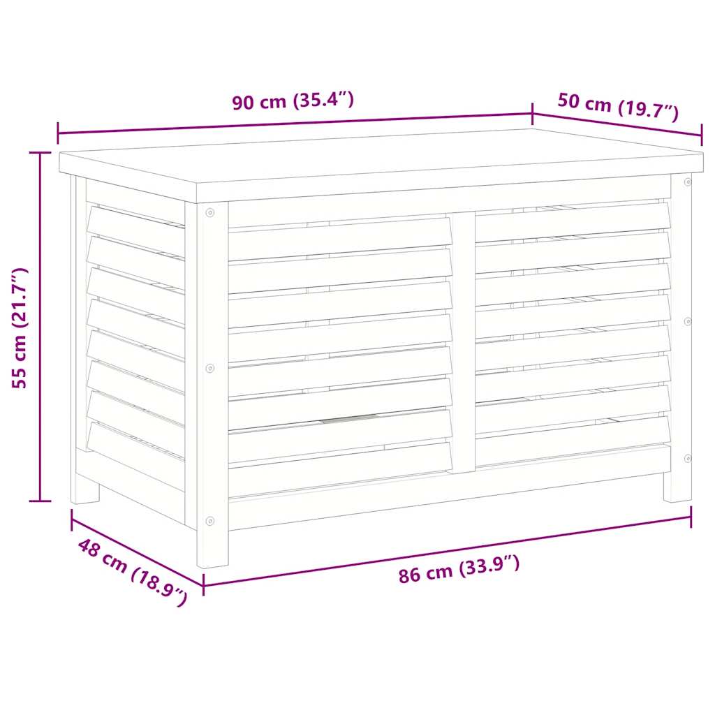 vidaXL Μπαούλο Αποθήκευσης Κήπου 90x48x55εκ. από Μασίφ Ξύλο Ευκαλύπτου