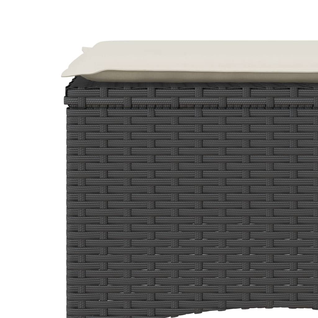 vidaXL Καναπές Κήπου Διθέσιος με Τραπέζι & Σκαμπό Μαύρος Συνθ. Ρατάν