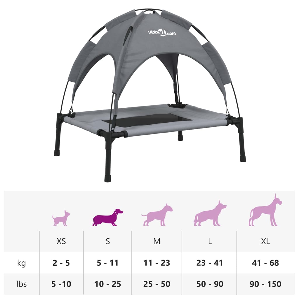 vidaXL Κρεβάτι Σκύλου με Σκίαστρο Ανθρακί Ύφασμα Oxford και Ατσάλι