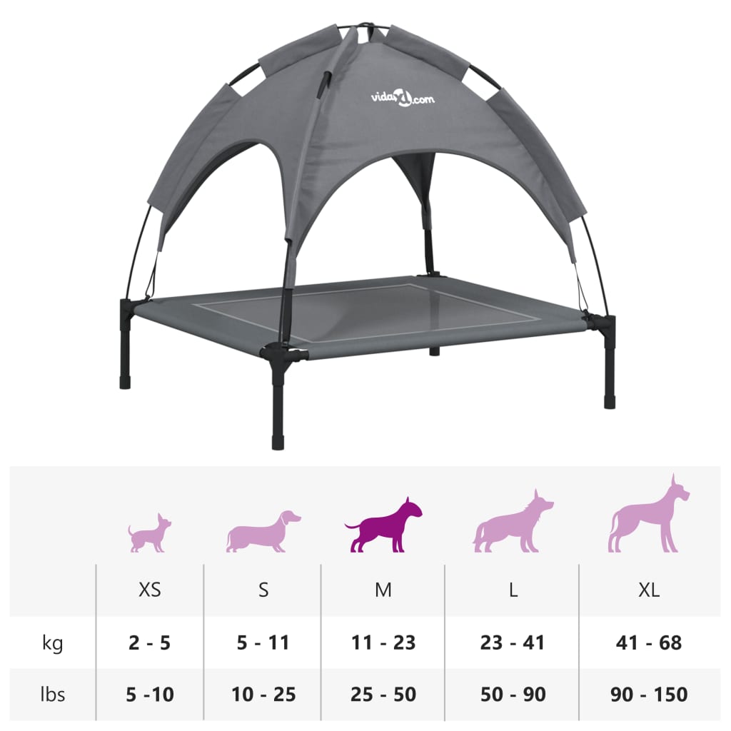 vidaXL Κρεβάτι Σκύλου με Σκίαστρο Ανθρακί Ύφασμα Oxford και Ατσάλι