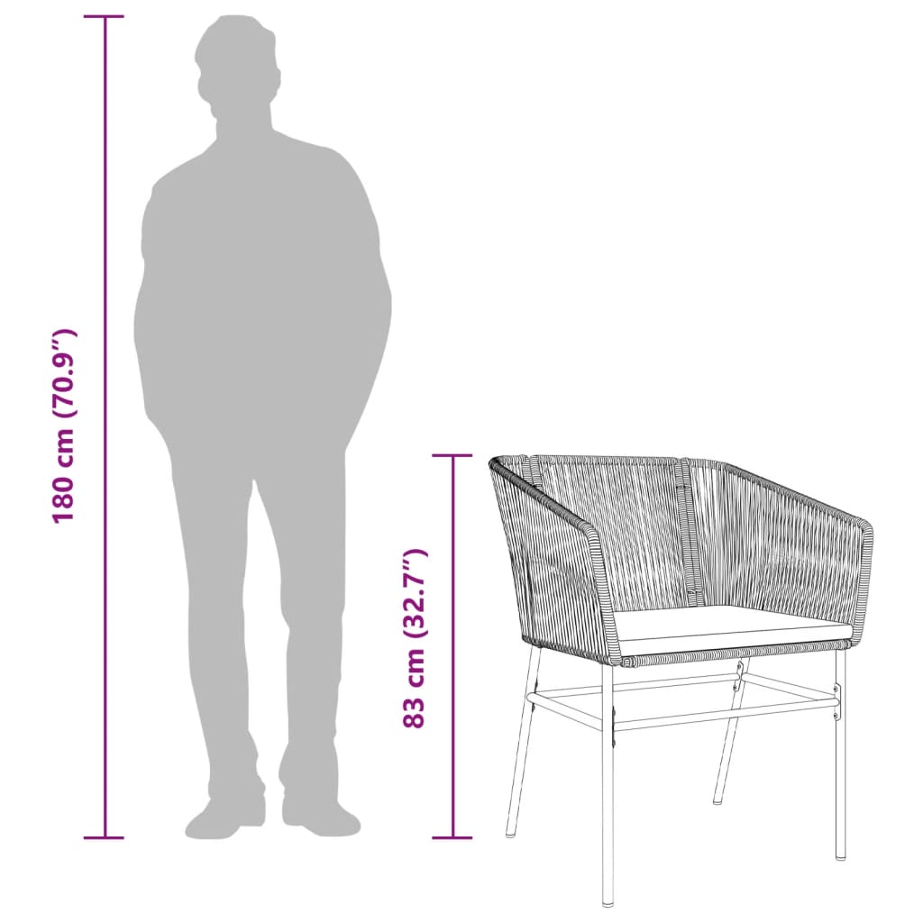 vidaXL Καρέκλες Κήπου 2 τεμ. Γκρι Συνθετικό Ρατάν με Μαξιλάρια