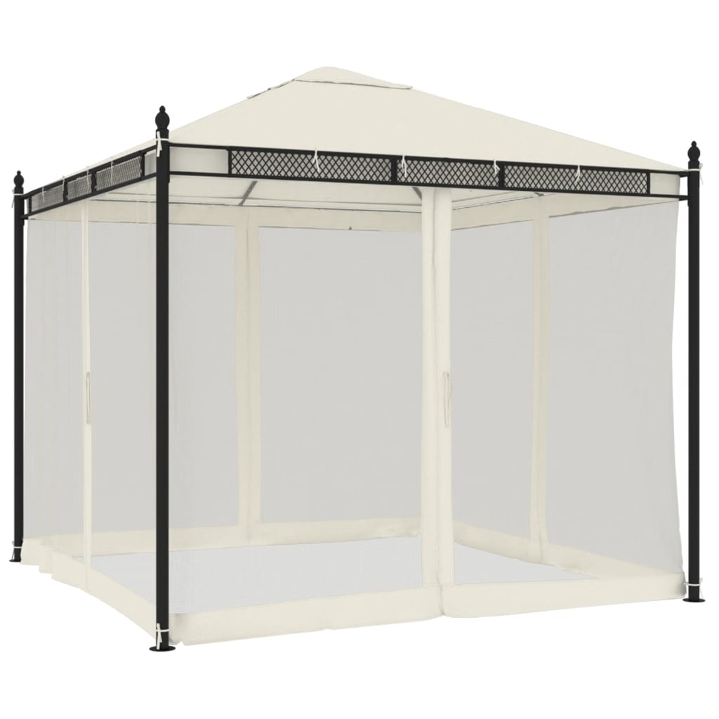 vidaXL Κιόσκι με Τοίχους από Δίχτυ Κρεμ 2,93x2,93 μ. από Ατσάλι