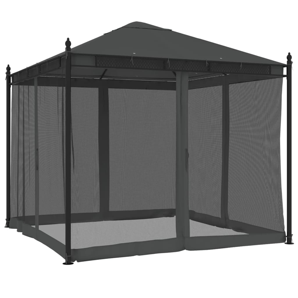 vidaXL Κιόσκι με Τοίχους από Δίχτυ Ανθρακί 2,93x2,93 μ. από Ατσάλι