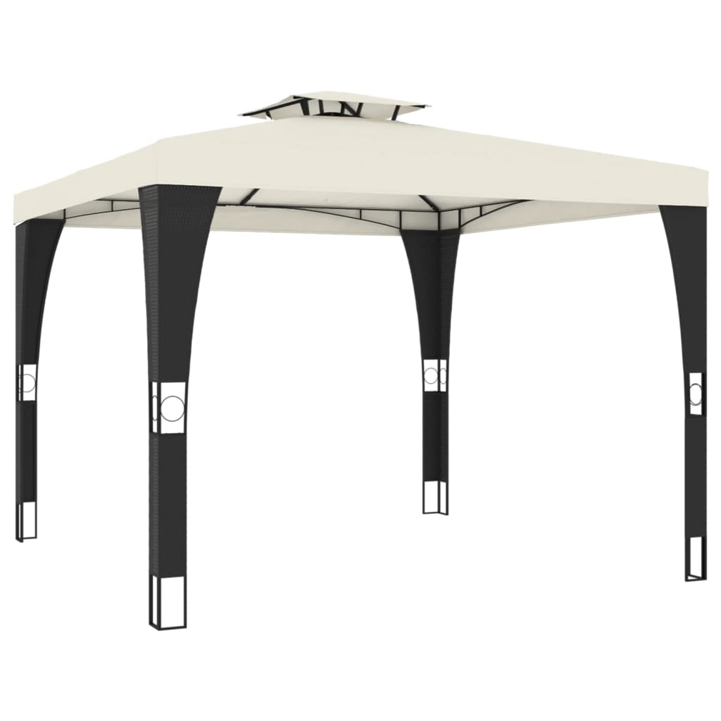 vidaXL Κιόσκι με Διπλή Οροφή Κρεμ 2,98x2,98 μ. Ατσάλινο