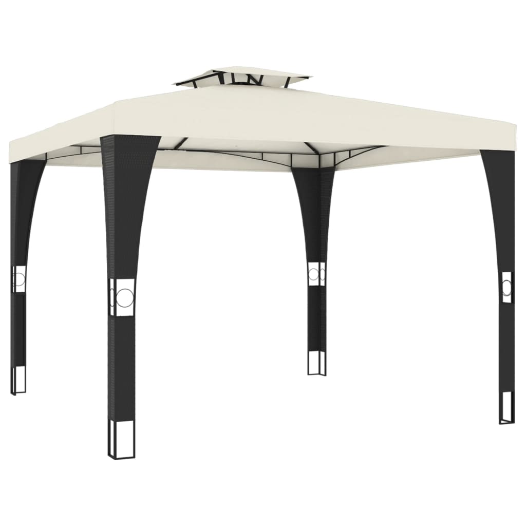 vidaXL Κιόσκι με Διπλή Οροφή Κρεμ 2,98x2,98 μ. Ατσάλινο