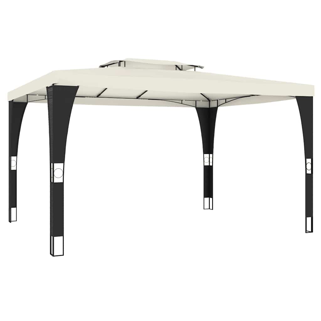 vidaXL Κιόσκι με Διπλή Οροφή Κρεμ 3,98x2,98 μ. Ατσάλινο