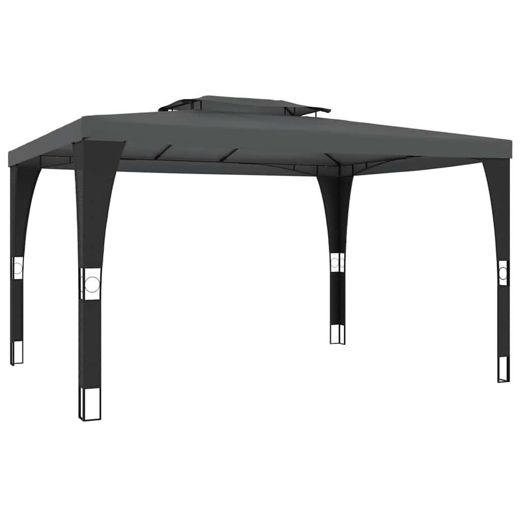 vidaXL Κιόσκι με Διπλή Οροφή Ανθρακί 3,98x2,98 μ. Ατσάλινο