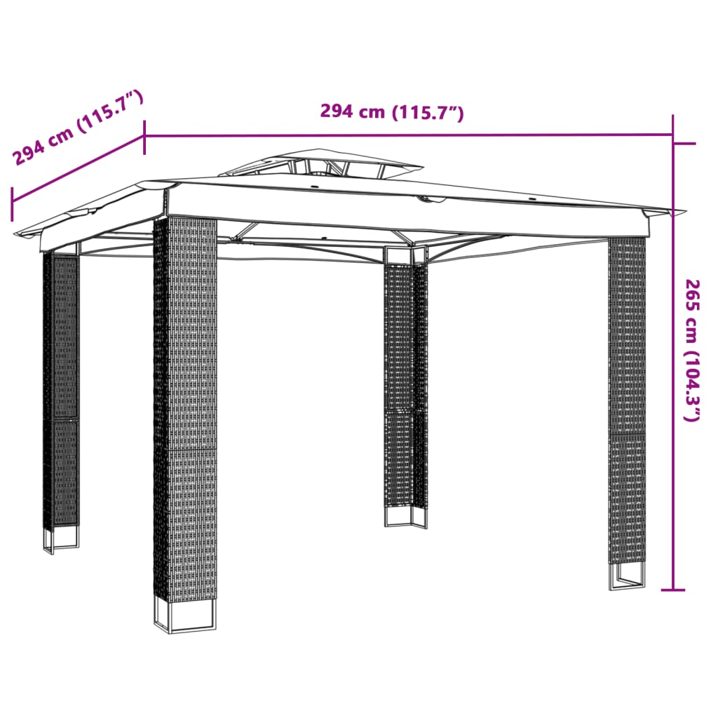 vidaXL Κιόσκι με Διπλή Οροφή Κρεμ 2,94x2,94 μ. Ατσάλινο