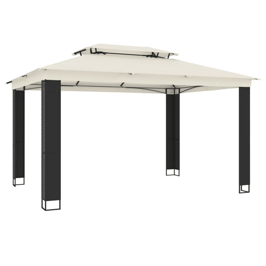 vidaXL Κιόσκι με Διπλή Οροφή Κρεμ 3,94x2,96 μ. Ατσάλινο