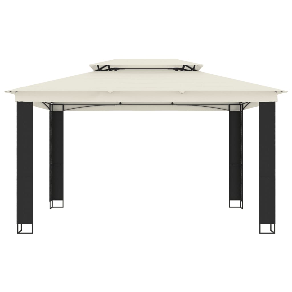 vidaXL Κιόσκι με Διπλή Οροφή Κρεμ 3,94x2,96 μ. Ατσάλινο