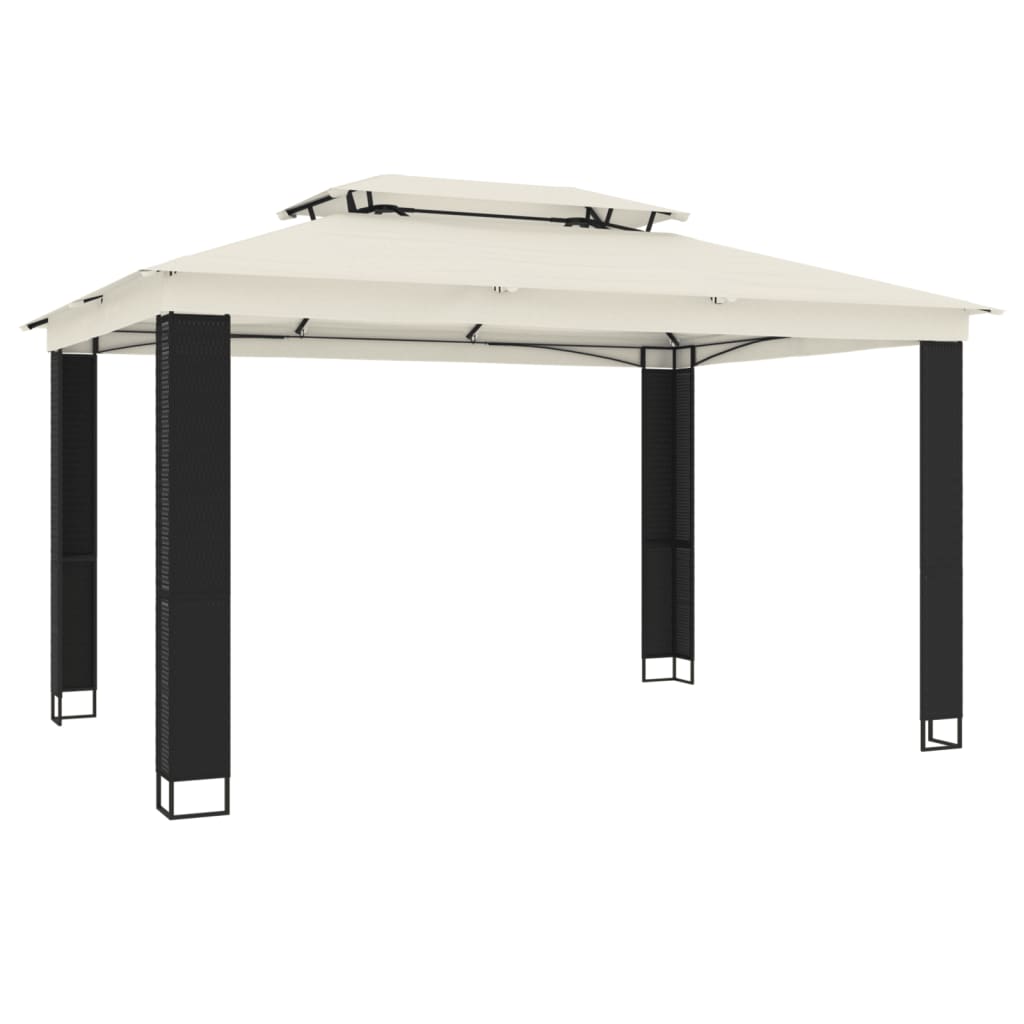 vidaXL Κιόσκι με Διπλή Οροφή Κρεμ 3,94x2,96 μ. Ατσάλινο