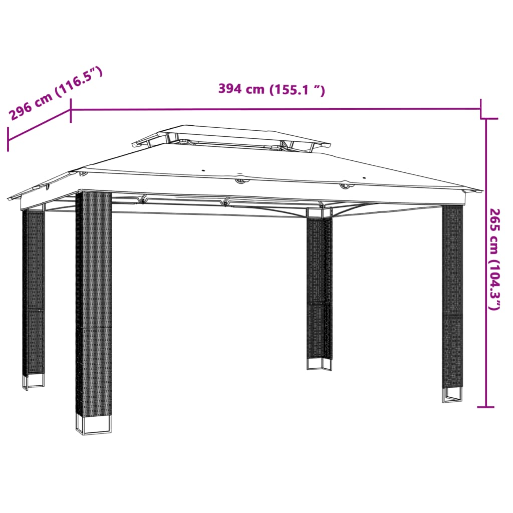 vidaXL Κιόσκι με Διπλή Οροφή Κρεμ 3,94x2,96 μ. Ατσάλινο