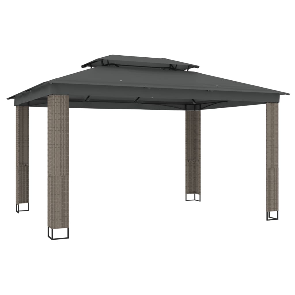 vidaXL Κιόσκι με Διπλή Οροφή Ανθρακί 3,94x2,96 μ. Ατσάλινο