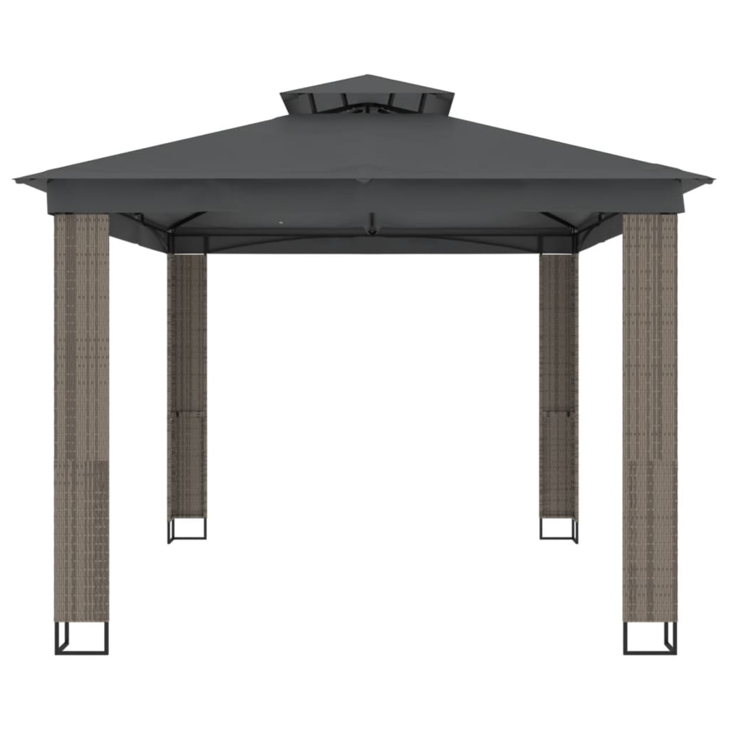 vidaXL Κιόσκι με Διπλή Οροφή Ανθρακί 3,94x2,96 μ. Ατσάλινο