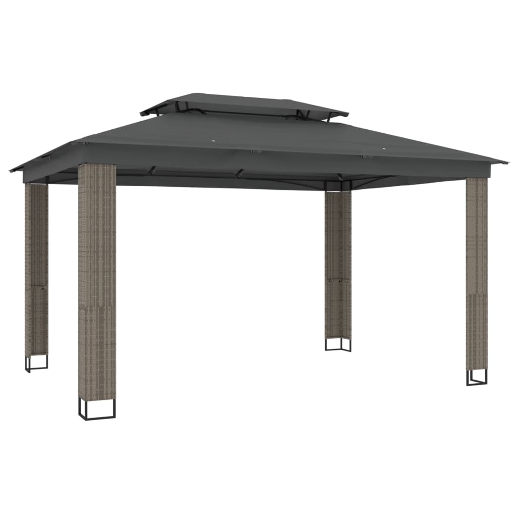 vidaXL Κιόσκι με Διπλή Οροφή Ανθρακί 3,94x2,96 μ. Ατσάλινο