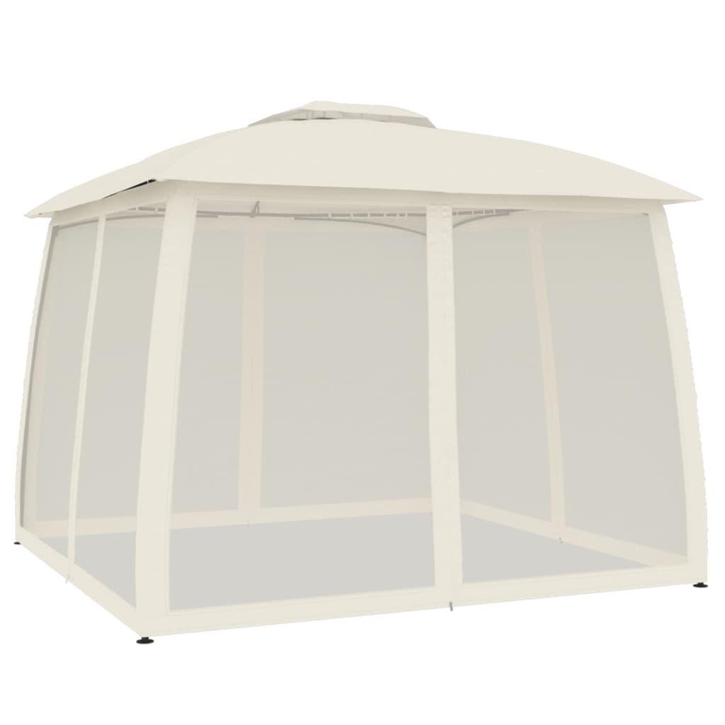 vidaXL Κιόσκι με Διπλούς Τοίχους/Δίχτυ Κρεμ 2,93x2,93 μ. από Ατσάλι